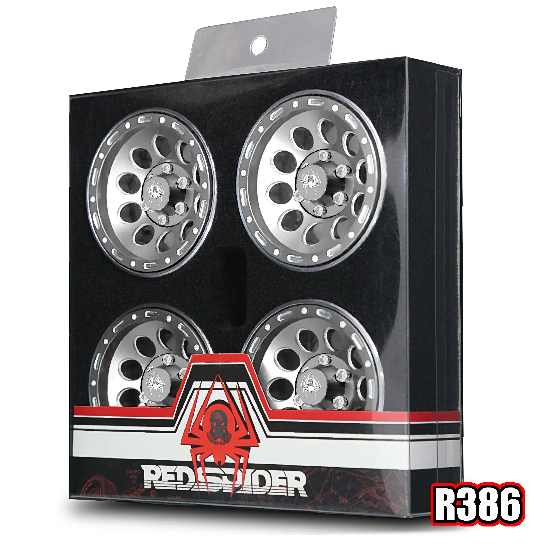 RED SPIDER 4Pcs 1.9 Beadlock Wheels  for 1/10 RC Crawler - Compatible with Axial SCX10, Wraith, TRX4, TRX6, D90, Tamiya, Capra