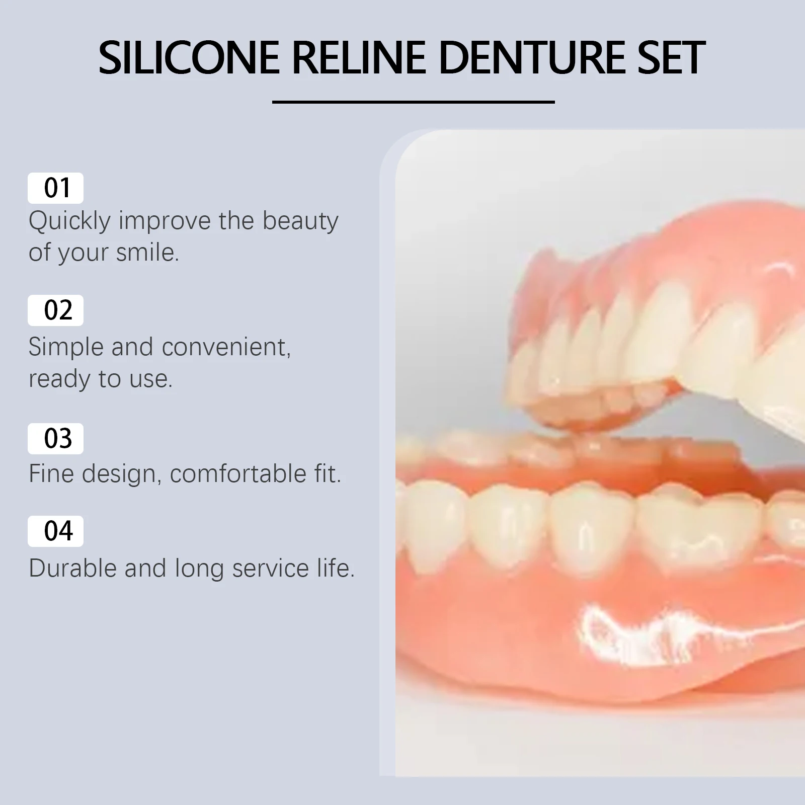 Soft Silicone Dentures Upper and Lower Dental Veneers Perfect Fit Oral Prevent Falling Off Boost Confidence False Teeth Full Set
