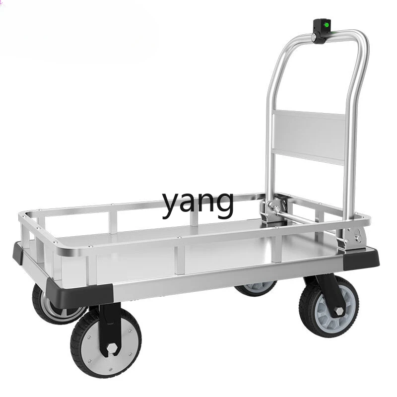 CX Electric Flat Truck Four-Wheel Truck with Fence Cart Foldable Light Tone Trailer