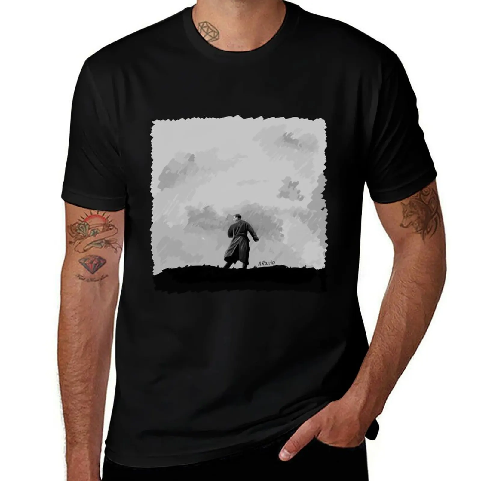 39 Steps Illustration - Alfred Hitchcock T-Shirt Plus Size Short Sleeve T-Shirt