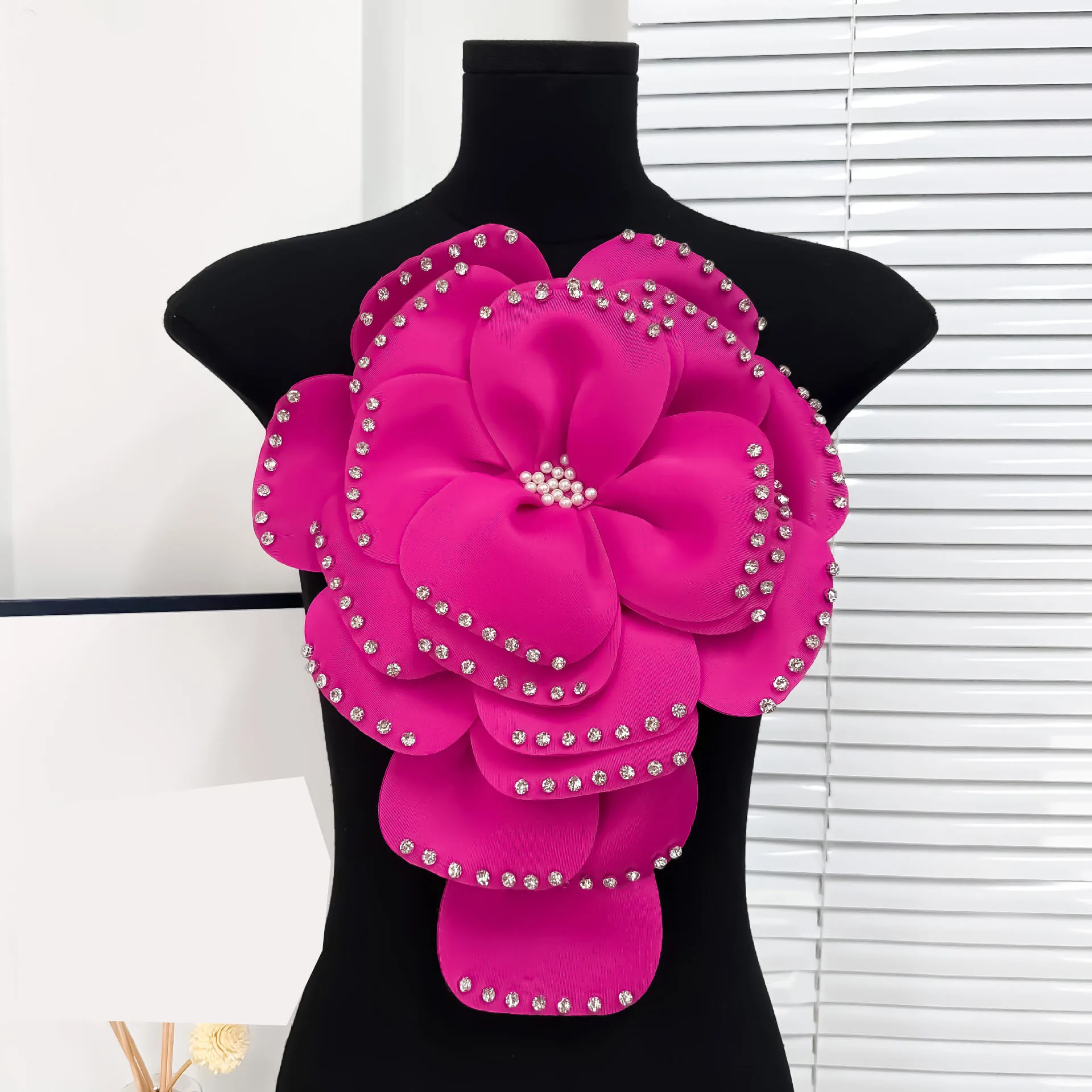 Handgemaakte Meerlaagse Stof Grote Bloem Broches Voor Dames Kristallen Parel Reversspelden Bruiloft Feest Sieraden Accessoires Geschenken