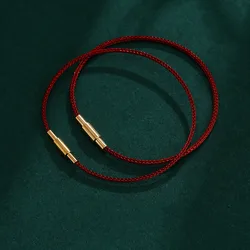 2023 New Lifeyear Red Rope Simple Steel Wire Woven Handrope Wearable Transfer Bead Bracelet Female Stainless Steel Screwbuckle