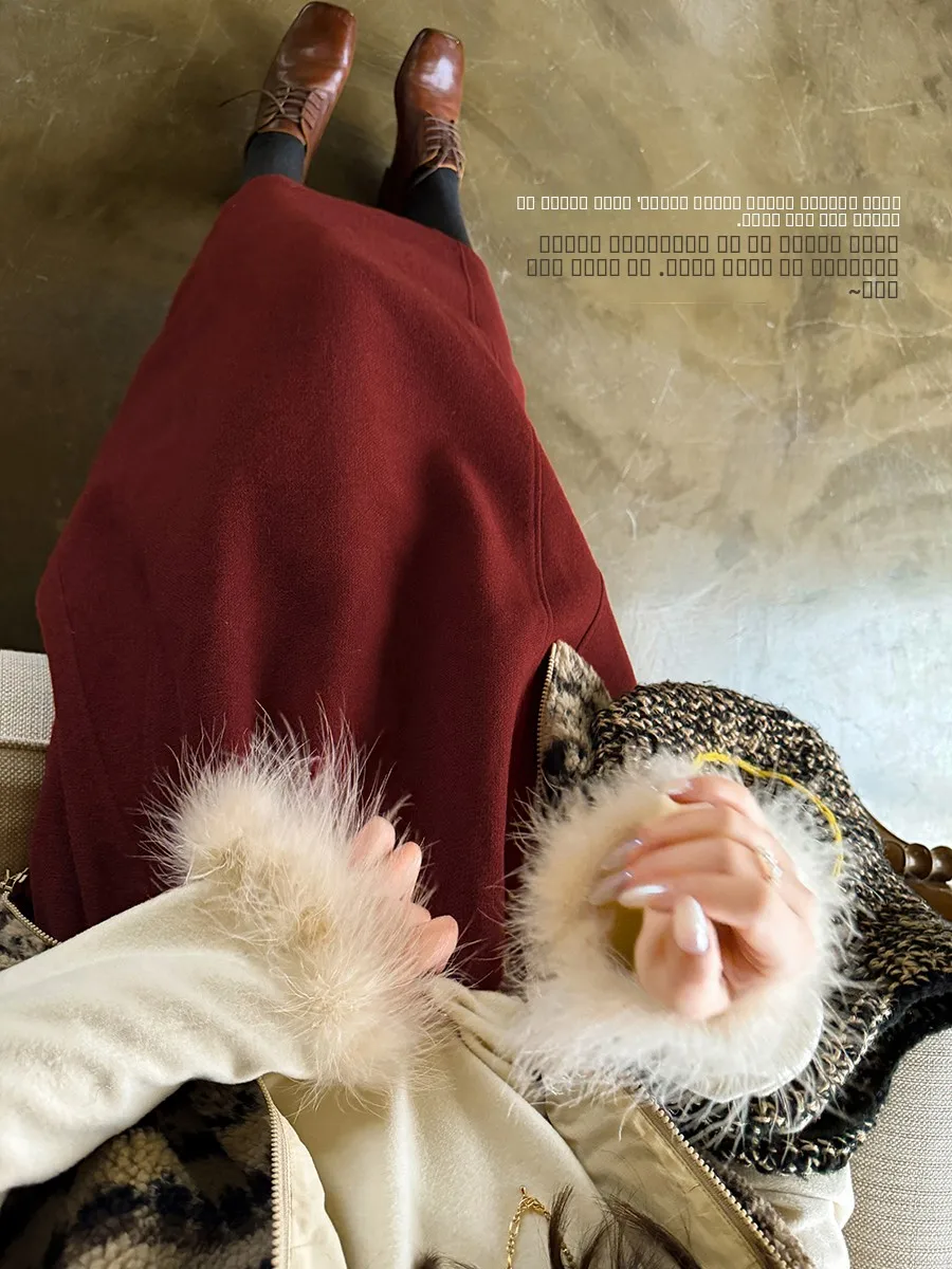 

Ретро-юбка Cus-Dyed Red Ele молодежная, с эластичной талией, утягивающая, А-силуэт, драпированная, зимняя, из смесового полиэстера, в стиле Анн Форест