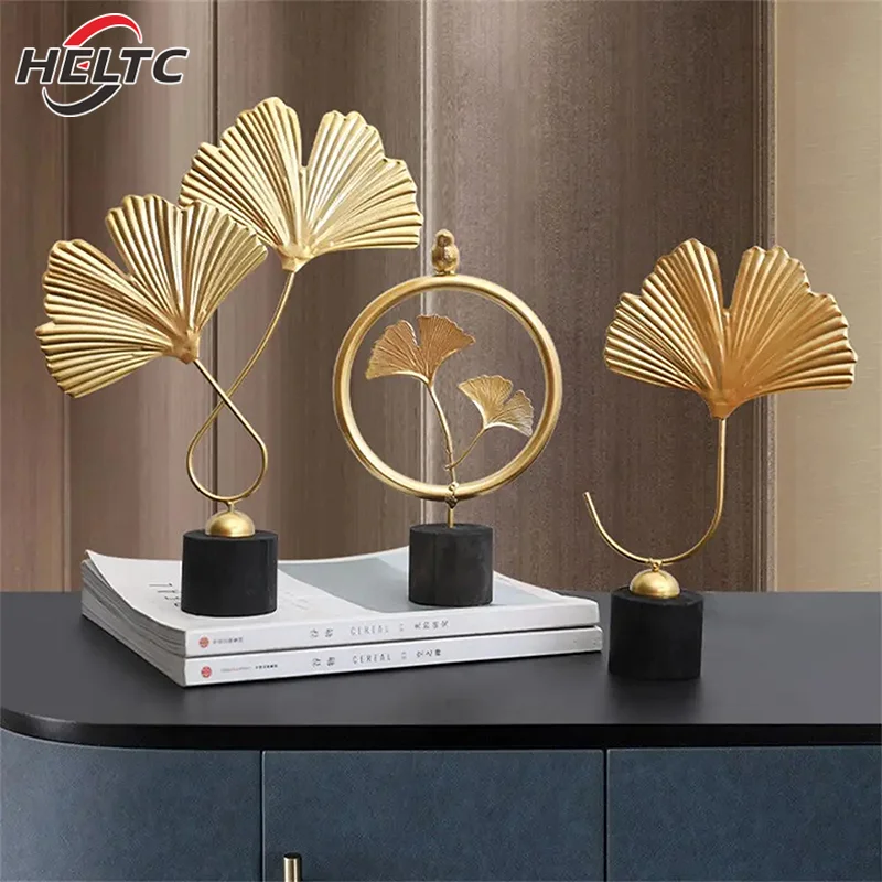 1pcs Modern Fan Shaped Ginkgo Leaf Decoration Nordic Minimalist Sculpture Ornament Office Home Figurines Statue