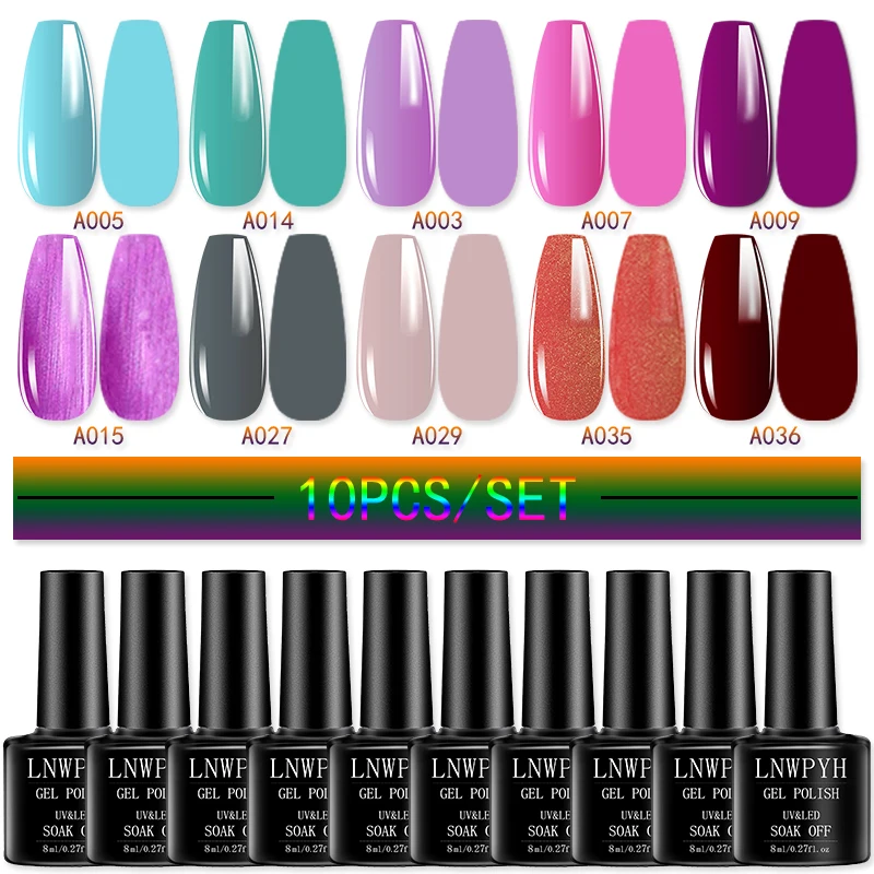 Juego de esmalte de uñas en Gel, Kit de barniz, diseño artístico de uñas para decoración, Gel UV semipermanente, Kit de Gel de manicura para decoración de uñas, 10 Uds.