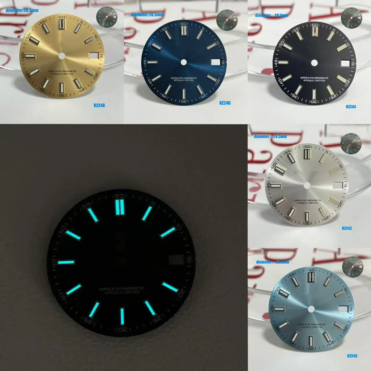 S Logo Date 28.5mm Blue Luminous Dial Hot Sales Suitable For NH35 NH36 Japanese Automatic Movement 29mm S Dial Watch Accessories