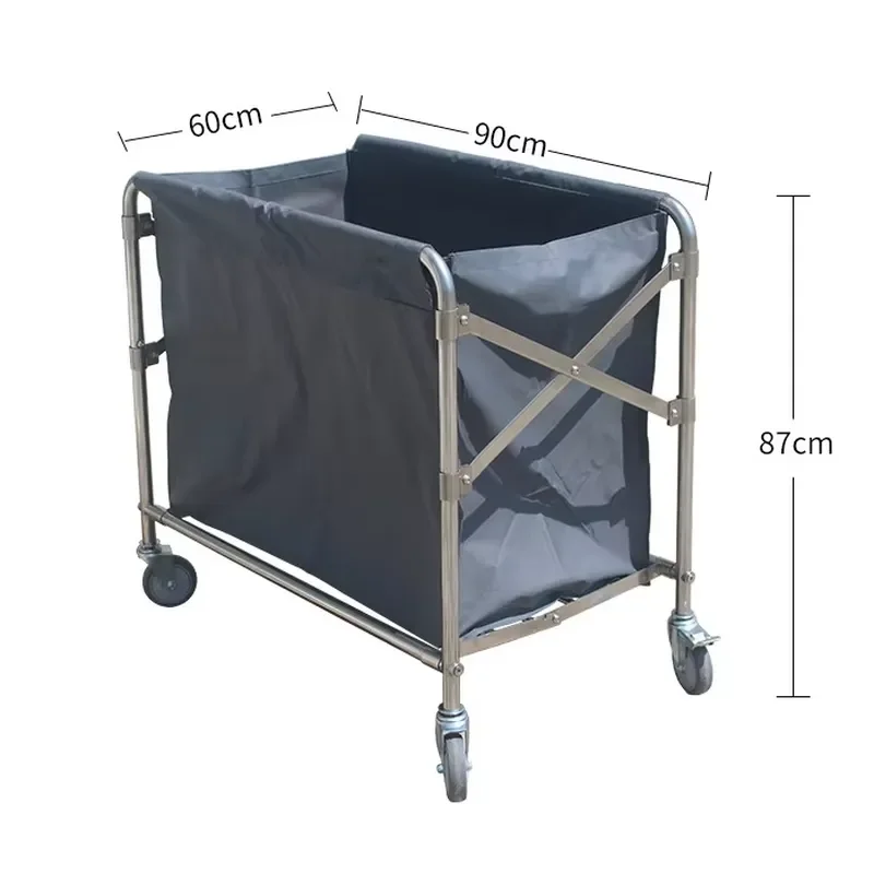 Commercial Hotel Cleaning Folding Laundry Trolley Heavy Duty Collapsible Cart for Housekeeping Service Industrial Use