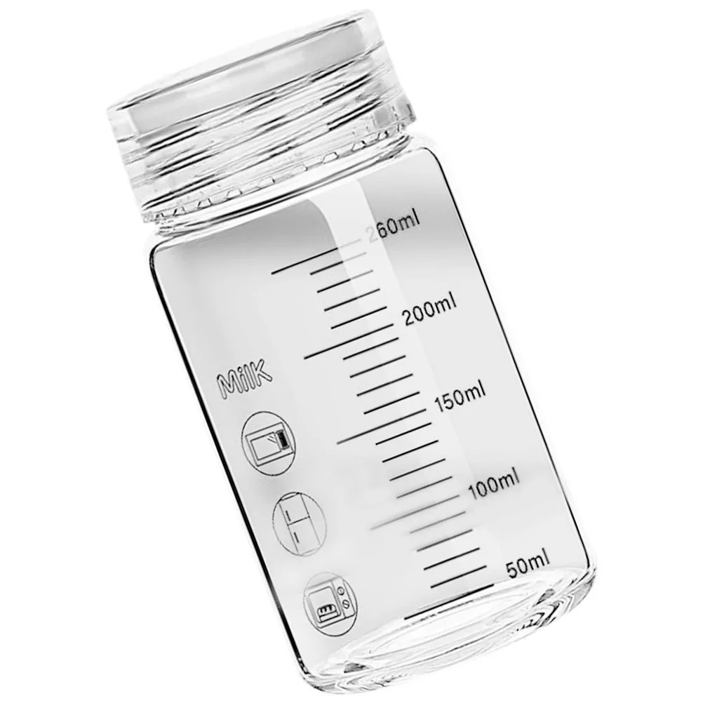 

Graduated Glass Water Bottle 260Ml Wide Mouth Leakproof Portable Drink Cup for Travel Milk Water Cup Milk Bottle
