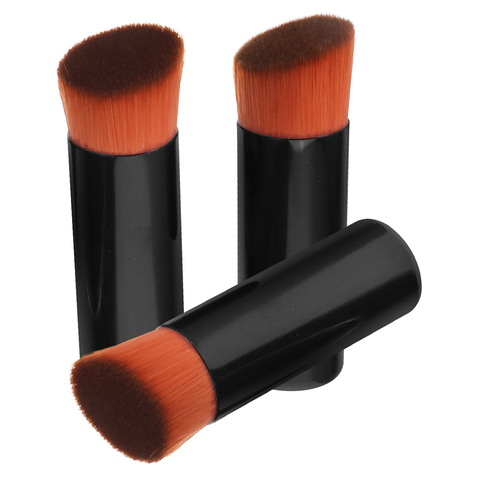 

3pcs Foundation Soft Bristles Seamless Application Portable Design Black Aluminum Tube Women Powder Blush Loose Powder Brush
