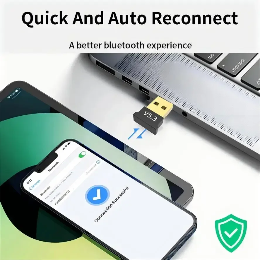 USB Bluetooth 5.3 Adapter for PC Laptop Computer Wireless Dongle Bluetooth Adapter Support Mouse Keyboard Windows 7/8.1/10/11