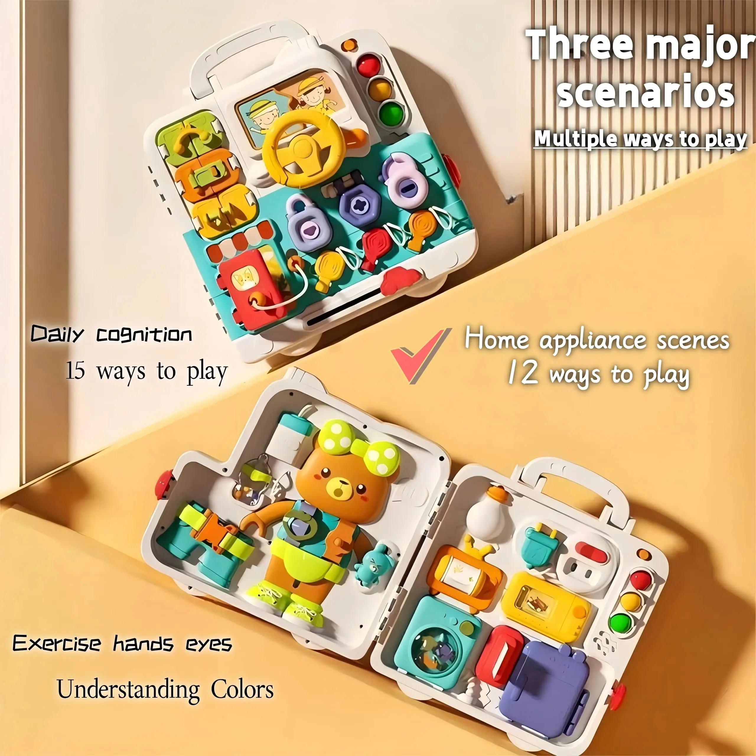 63 in 1 Baby Busy Board Montessori Sensory Toy Music Light Switch Toddler Educational Early Education 1-3 Years Old view 3