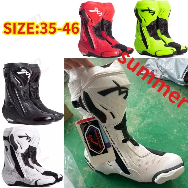 

MOCHA Motorcycle Racing Boots, Summer Breathable Anti Fall Track Shoes, Unisex Motorbike Rally Boots for Riding.