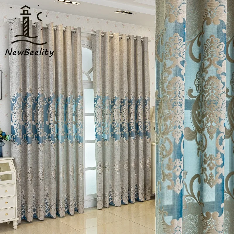 Luxurious European Style Jacquard Curtain Villa Palace Curtains for Living Dining Room Bedroom Embroidered Custom Size Wedding