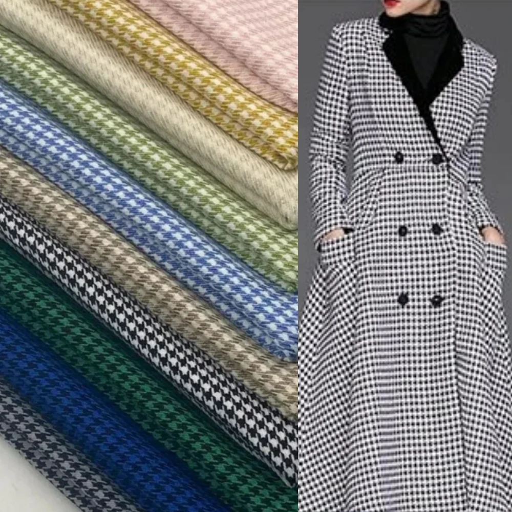 Traje ligeramente elástico de pata de gallo, tela drapeada antiarrugas, pantalones casuales, falda, abrigo, moda, tela de costura Diy por metro