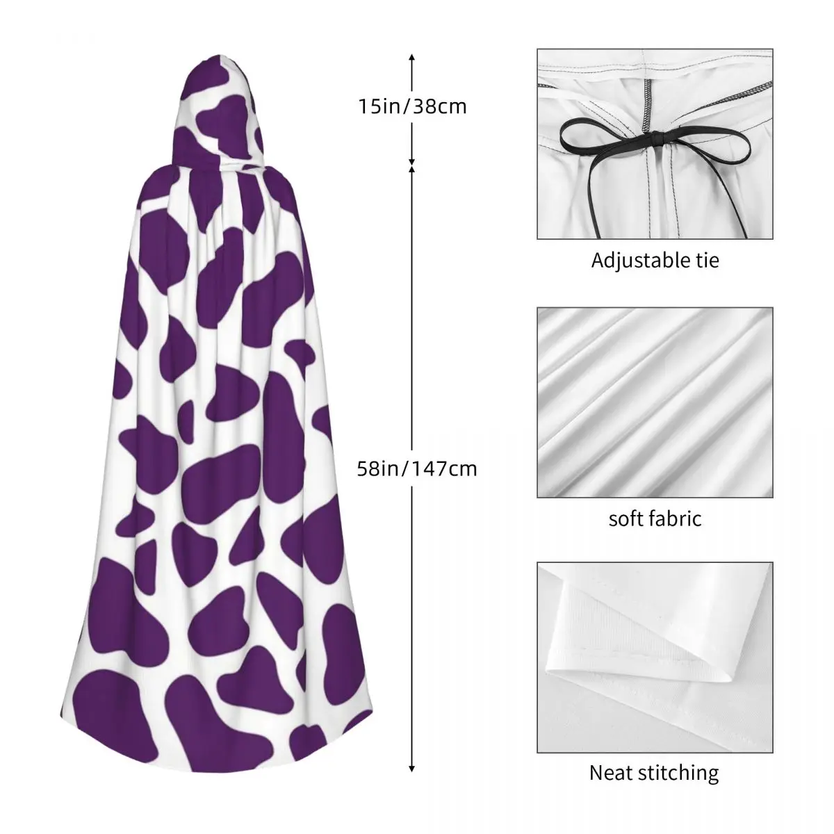 الأرجواني الزرافة طباعة طويلة مقنعين عباءة الساحرة القرون الوسطى زي تأثيري كيب هالوين معطف الكبار للجنسين