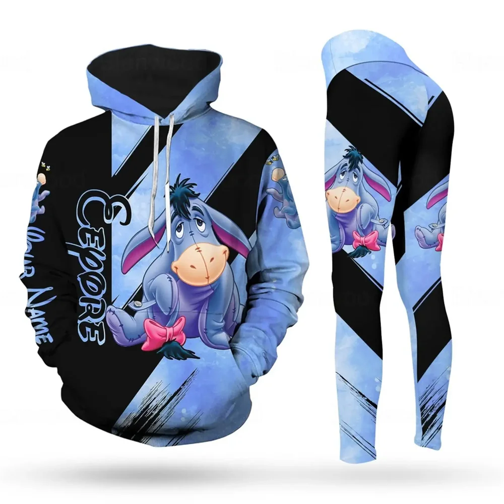 Sweat à capuche personnalisé Winnie l'ourson 3D pour femme, ensemble pantalon de Yoga, Leggings de Yoga Disney, pantalon de survêtement, costume de sport à la mode