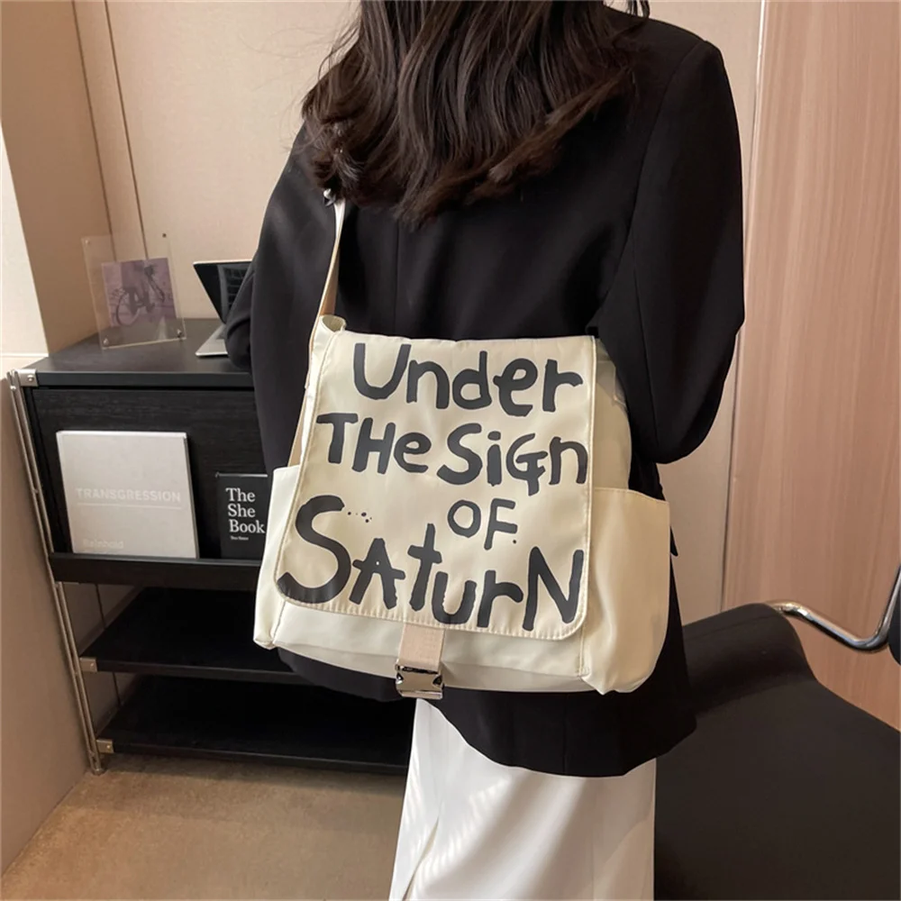 Kpop Kang Seul Gi Same Style Shoulder Bag Personalized Graffiti Letter Large Capacity Mailman Bag Crossbody Bag Street Back Big