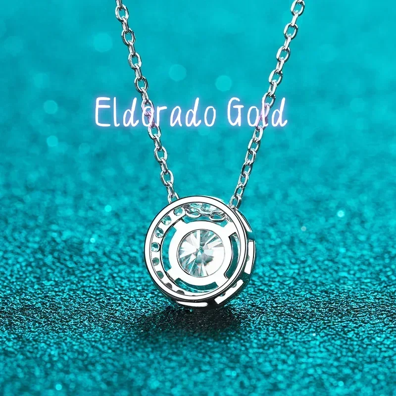 

Eldorado Gold New Moissanite Necklace Halo Pendant 0.5ct Sterling Silver D VVS1 Lab Diamond with GRA Certificate Necklace for W
