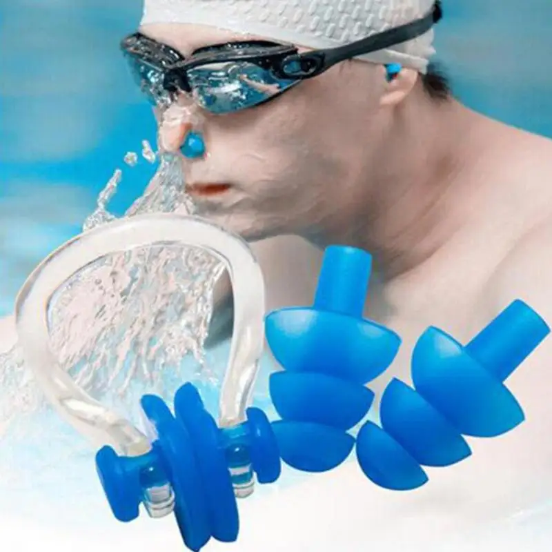 Clip per naso da nuoto Set di tappi per le orecchie protezione impermeabile tappi per le orecchie Clip per naso da nuoto in Silicone forniture per immersioni subacquee protezione di sicurezza