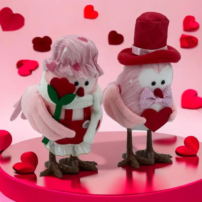 Decorazioni per San Valentino Uccelli luminosi Figurine Ornamenti Romantico simpatico uccello Statua decorazioni per la casa Festa di festa Regalo a sorpresa