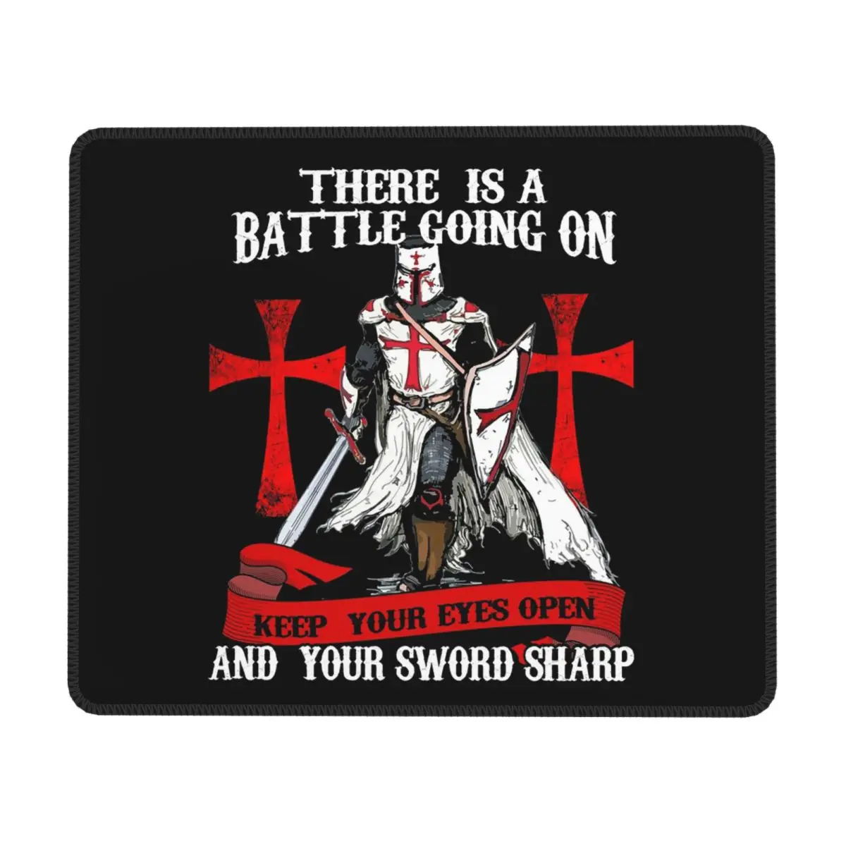Knights Templar Cross Shield Symbol Medieval Sword Emblem Secret Order Mouse Pad Computer Keyboard Mouse Mat PC Desk Mat Mats