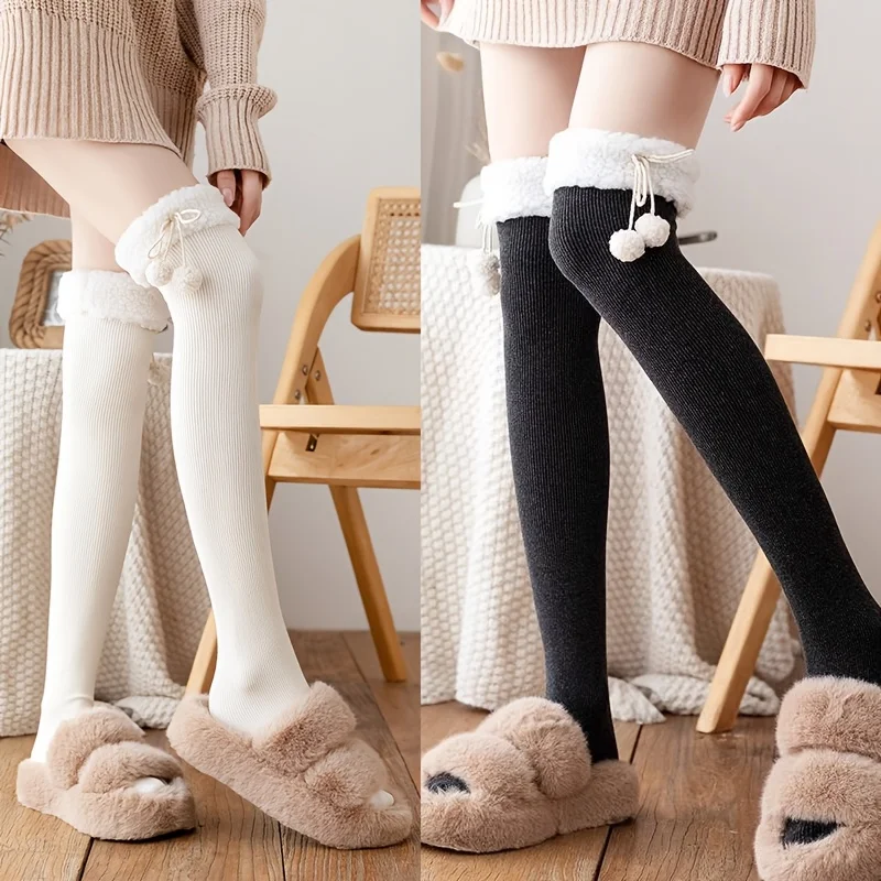 

Women's Knee High Socks, Cotton Knee Socks, Fluffy Socks, Winter, Warm, Cold Thick, Cold Protection, Autumn and Winter, Medium T