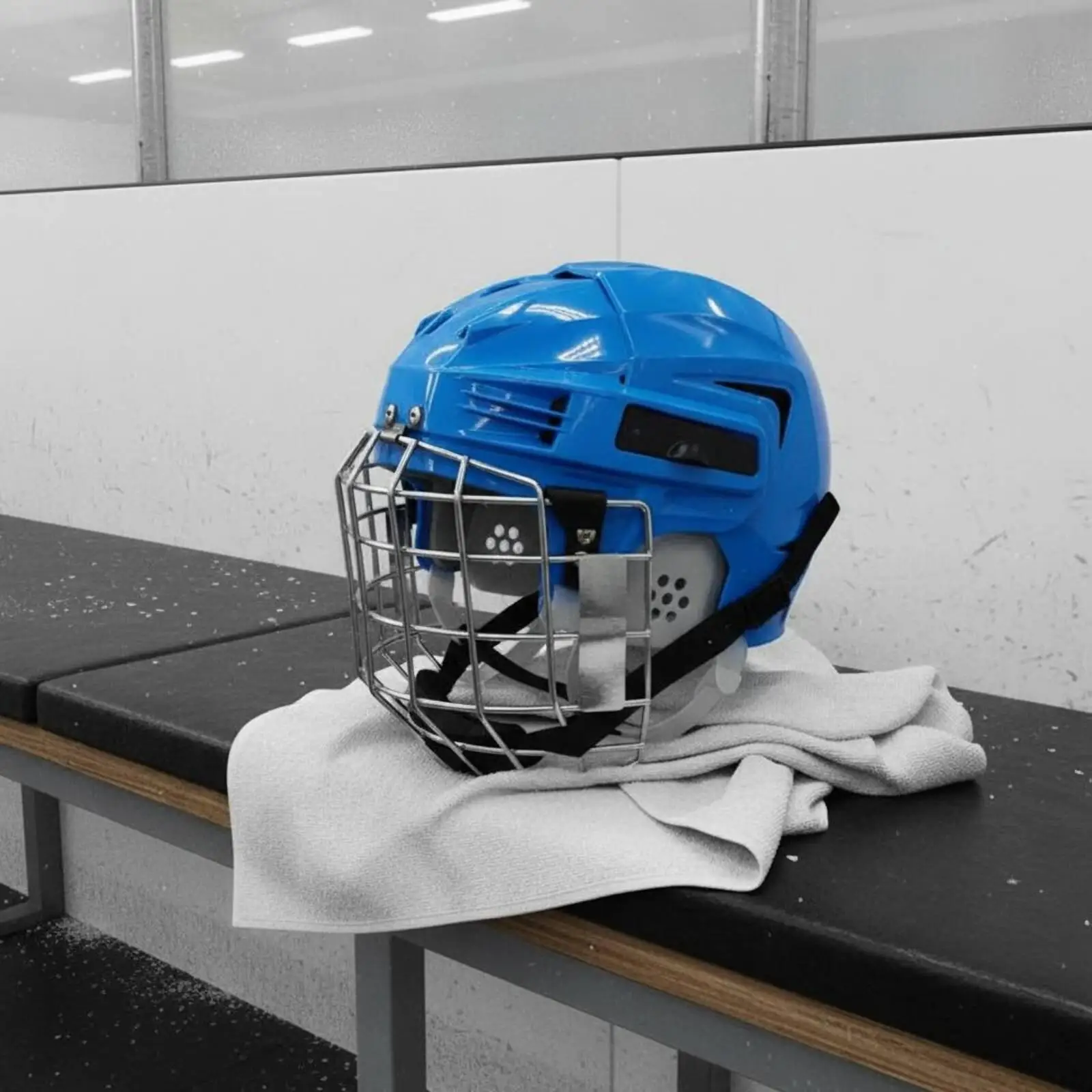 Adult Youth Ice Hockey Helmet Full Cage Face Guard Built in Ear Protection Shock Absorbing Foam Liner for Competitive Play