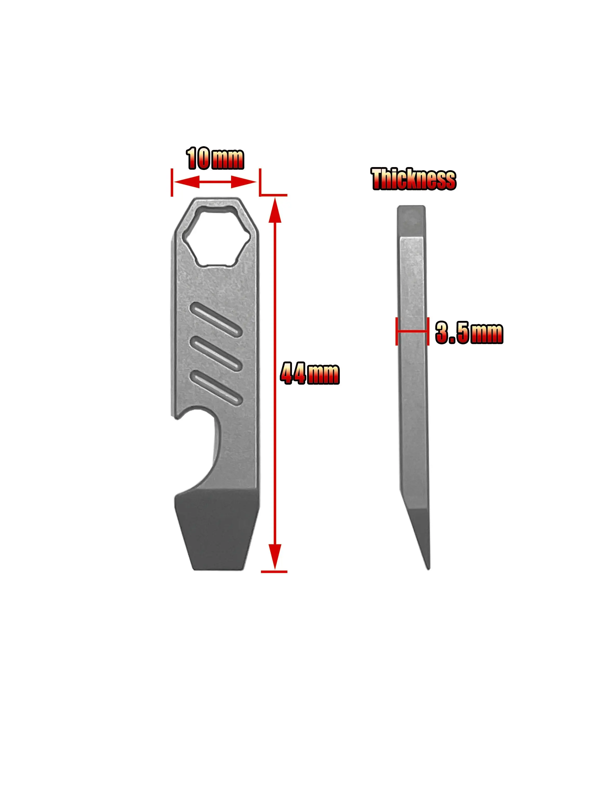 Multifunktionales Mini-Werkzeug aus Edelstahl: Brechstange, Flaschenöffner, Skala, Sechskantschlüssel, EDC Outdoor-Werkzeug, Campingausrüstung – Detail 3