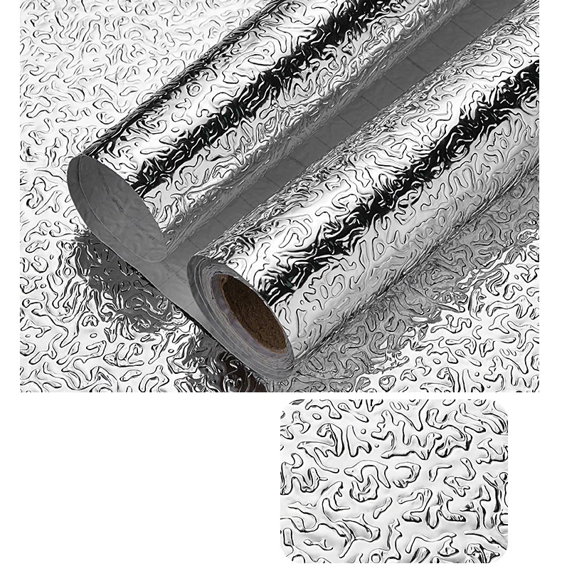 Küche ölbeständig wasserdicht Aufkleber Aluminiumfolie Küche Herd Schrank selbstklebende Wandaufkleber DIY Tapete abziehen und aufkleben – Detail 6