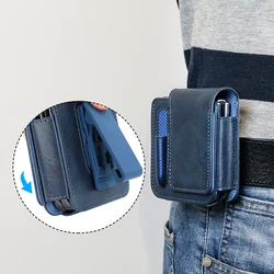 VIETAO-Leather Waist Bag for Samsung Galaxy Z Flip 4 3 2 Men's Belt Bag, Mobile Phone Case for z flip 6 flip 5 flip 4 phone bag