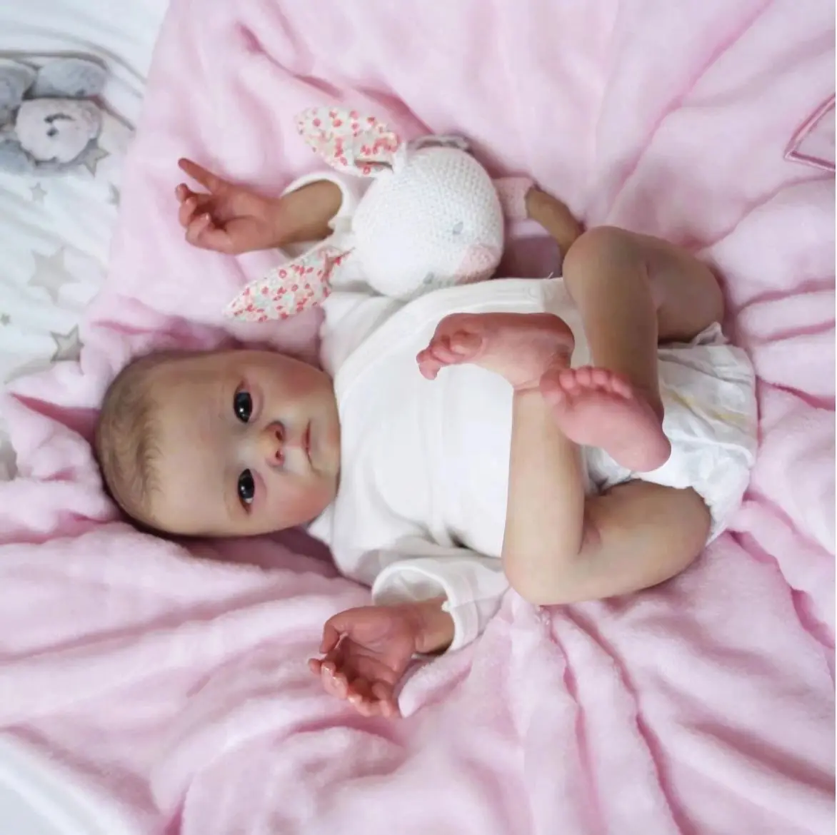 16" lebensechte wiedergeborene Babypuppe, ultra-realistisches Sammlerstück in Neugeborengröße mit handbemalter 3D-Hautstruktur