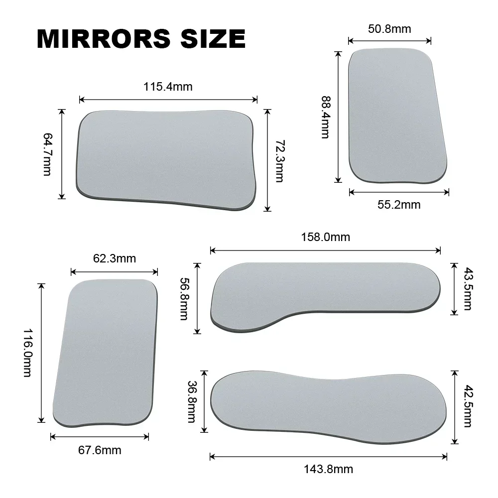 5 Units Superior Clarity Dual-Face Dental Analysis Mirrors Mouth Reflectors Produced from Autoclavable Glass for Sharper Imaging