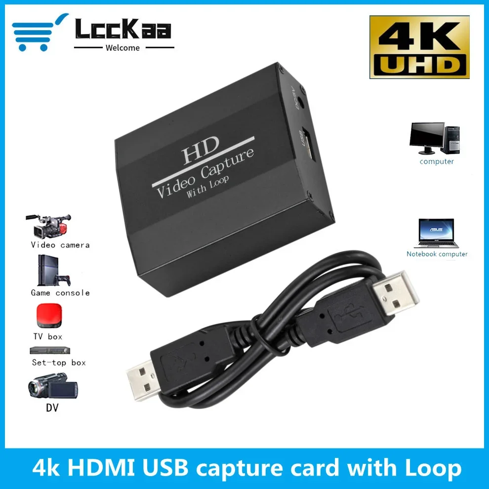 LccKaa-tarjeta de captura HDMI 4K, placa de grabación de Audio y vídeo, transmisión en vivo, USB 2,0, 1080p, Grabber para PS4, cámara de DVD de juegos