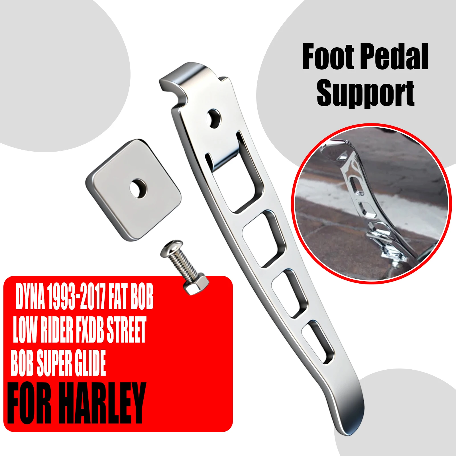 For Harley Dyna Fat Street Bob Low Rider FXDF FXDL 1993-2017 Motorcycle Stand Extension Kit Chrome Aluminum Kickstands - view 3
