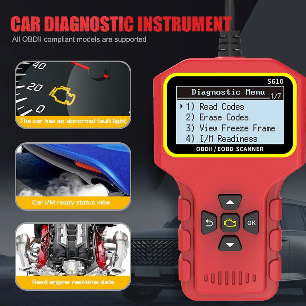 S610 Professional OBD2 Scanner Diagnostic Tool Car Read/Erase Trouble Codes Car Check Engine Code Reader