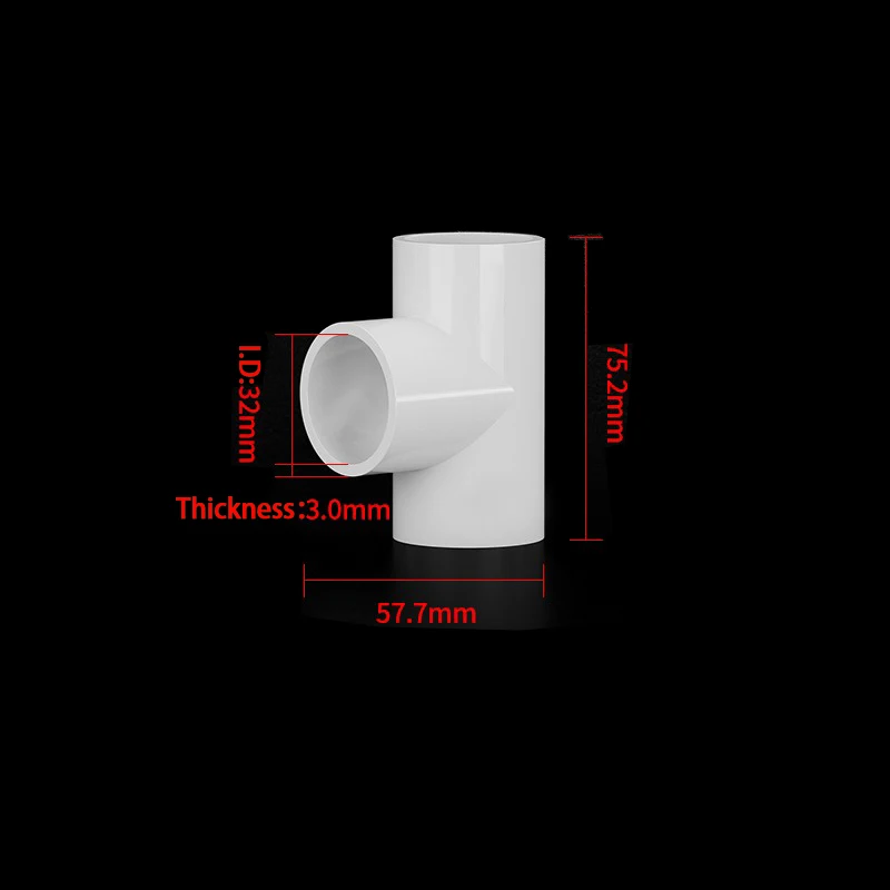 1–20 Stück, 20–40 mm, weißes PVC-Wasserrohr-T-Stück, gleicher Durchmesser, Verbindungsstücke, Wasserversorgungsrohre, Kunststoff-Abflussrohre – Detail 8