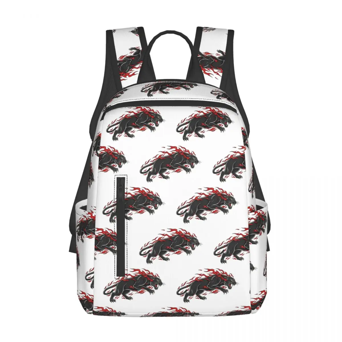 

Fiery Panther Flaming Beast Backpack Daypack Large Capacity Kids BookBag School Bag Shoulder Bags for Men Women