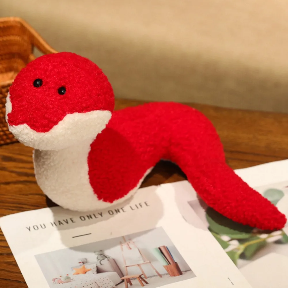 

Adorable Happy New Year Snake Year Plush Toy PP Cotton Soft Snake Year Mascot Toy Red Cartoon Snake Doll Plushies New Year Gifts