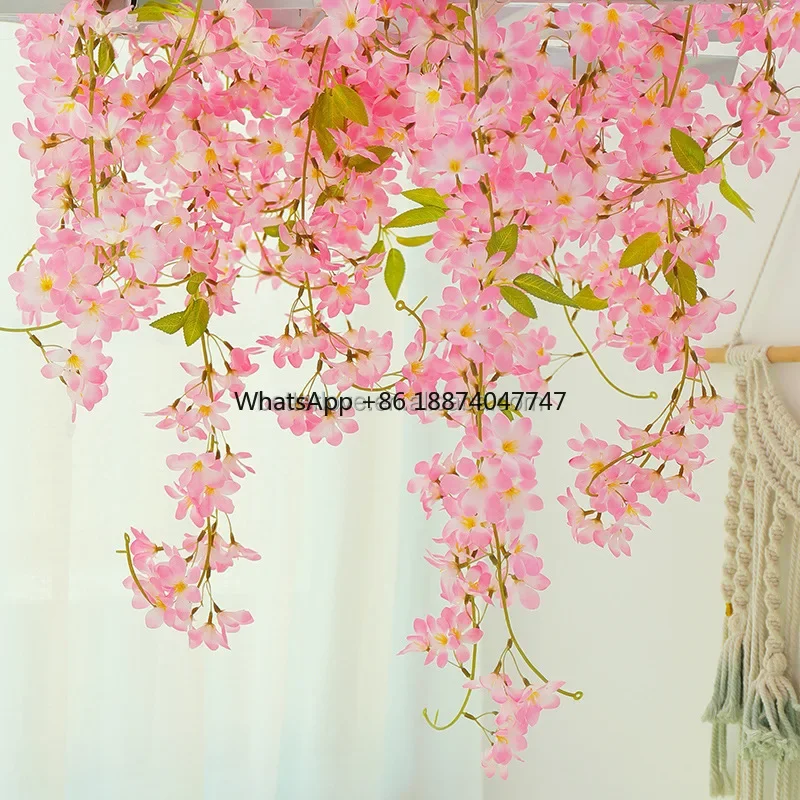 

Wholesale E88 2-Meter Rattan Winter Jasmine Blossom Wall Arch Decoration Christmas Graduation Halloween New Year Easter