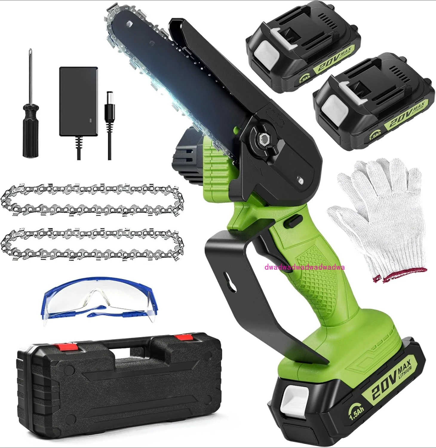 Mini Chainsaw 6 Inch Cordless, and Charger, 90 Cuts Electric Chainsaw Handheld for Tree Branches, Wood Cutting, Household Garden