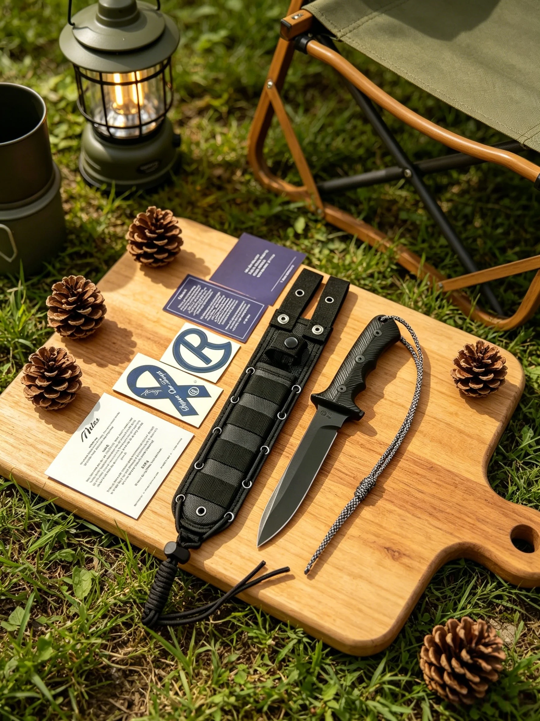 CR Pacific Green Cap 7-Inch Emergency Outdoor Camping Knife CPM-Magnacut Steel Linen Fiber Handle Durable Multifunctional Knife