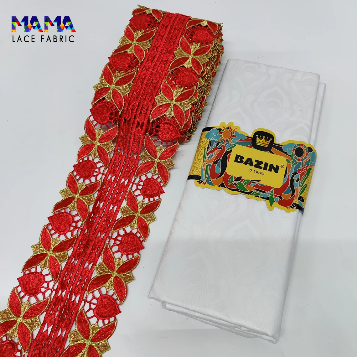 5+5 Yards African Lace Fabric Bazin Riche Brocade With Ribbons For DIY 100% Cotton Original Brocade For Wedding Dresses Laces
