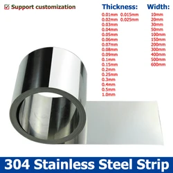 1Meter 304 Stainless Steel Strip Sheet Thickness 0.01-1mm Steel Coil Steel Plate Width 10-500mm 0.02/0.05/ 0.1/0.2/0.3/0.4/0.5mm