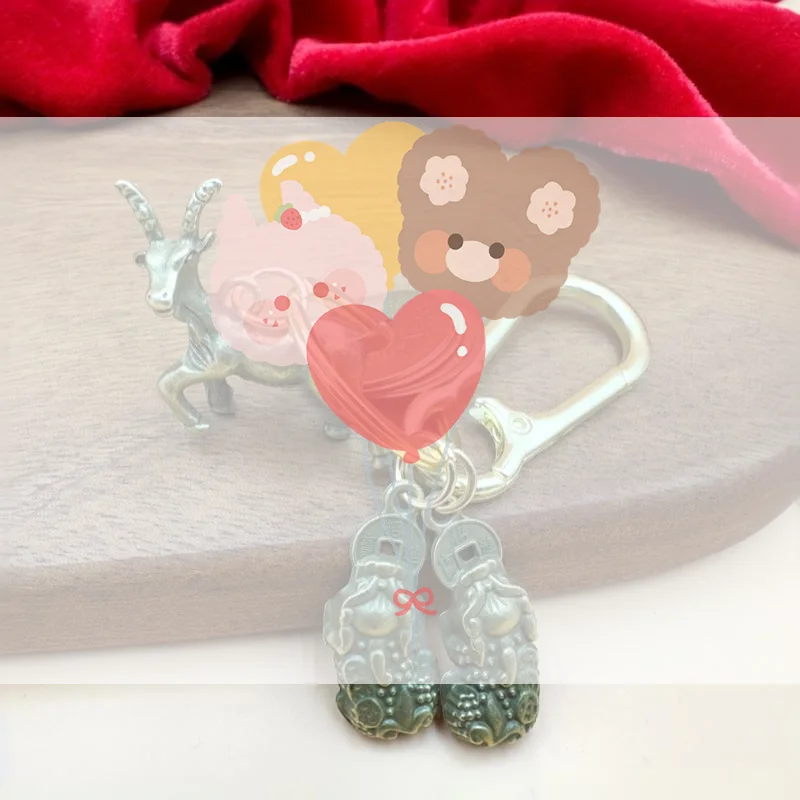 Porte-clés vintage en laiton avec breloques Pixiu et pièces chinoises porte-bonheur, pour un usage quotidien, cadeau porte-bonheur pour les proches