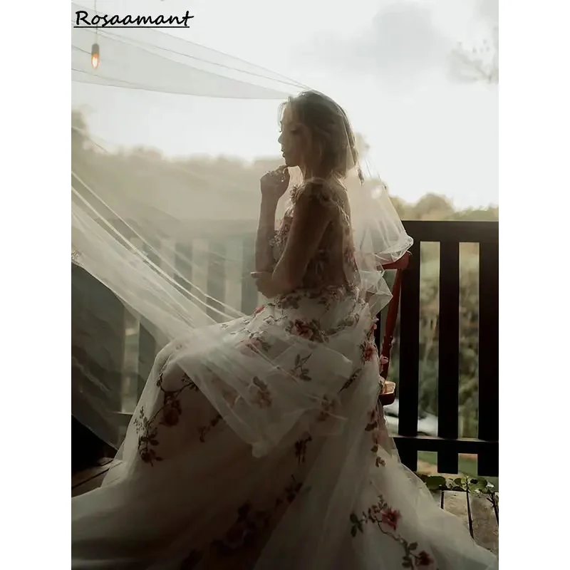 Великолепные 3D цветочные кружевные свадебные платья трапециевидной формы с открытой спиной и короткими рукавами, свадебные платья Robe De Mariée