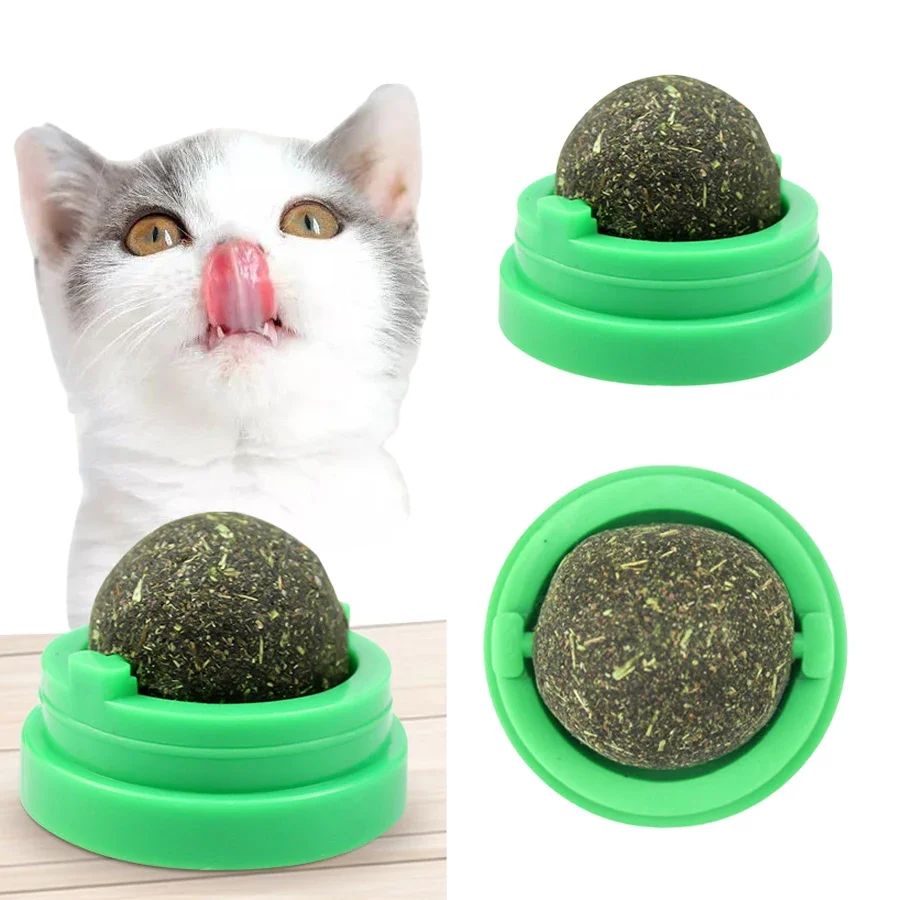 Spinning Catnip Mint Ball für Katzen, interaktives Kauspielzeug für die Zahnpflege mit natürlicher Katzenminze, Kitten-Katzenspielzeug mit Haarballensteuerung