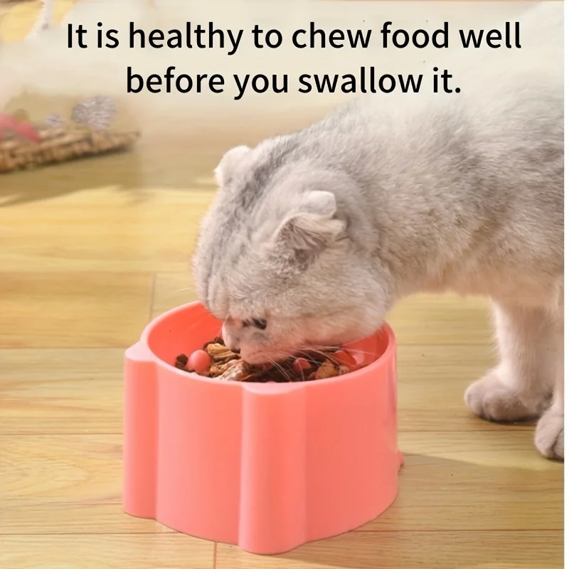 Cat Food Bowl, Rice Bowl, Slow Food, Anti Choking, Anti Suffocation Neck Protection Cat and Dog Slow Food Bowl Relieving Anxiety