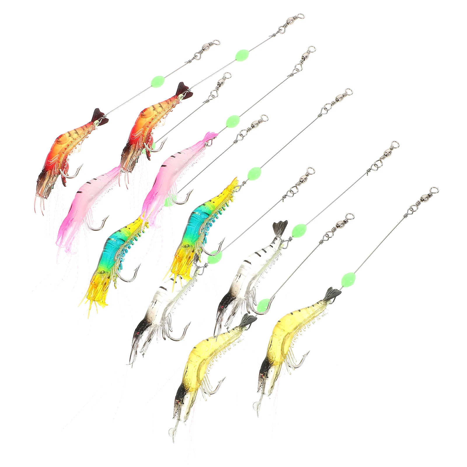 

10Pcs Luminous Shrimp Lures Realistic Fishing Baits Durable ABS Material for Saltwater Freshwater Bass Fishing Rods and Tackle