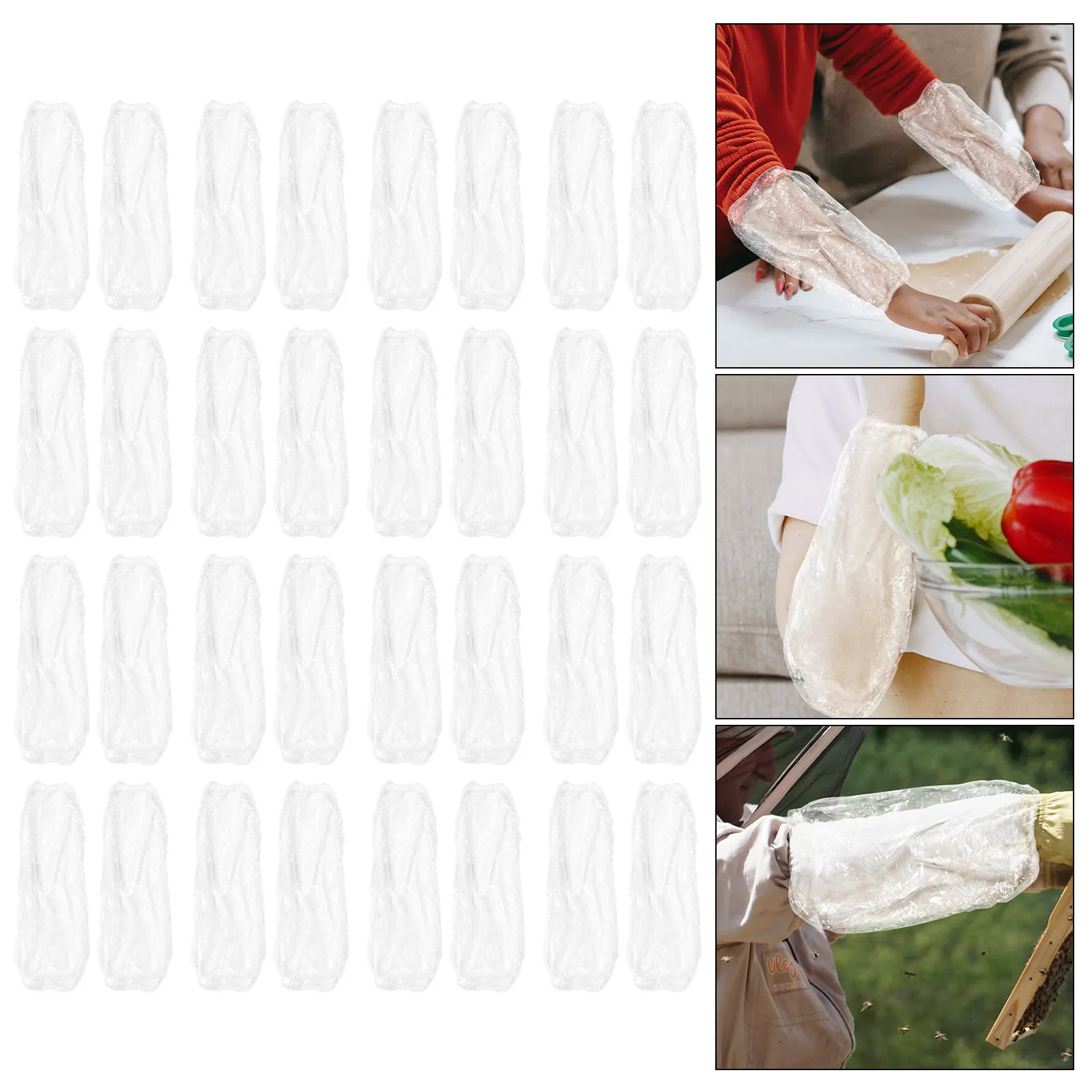

100 шт. водонепроницаемых одноразовых полиэтиленовых рукавов с эргономичным дизайном для приготовления пищи, устойчивых к маслам, легких и портативных, для всей семьи