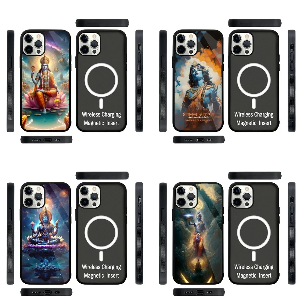 Vishnu Hare Krishna Phone Case Strong Magnetic For IPhone 15,14,13,Pro,Max,Plus,11,12,Mini For Magsafe Wireless Charging